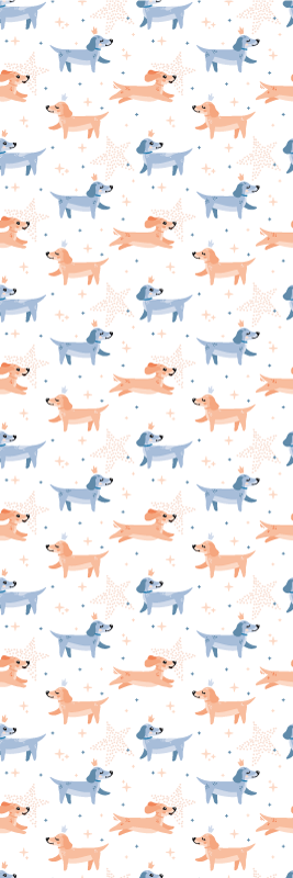 Vinylmatta sovrum söta hundar med krona - Tenstickers