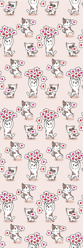 Vinylmatta sovrum katter med hjärtan mönster - Tenstickers