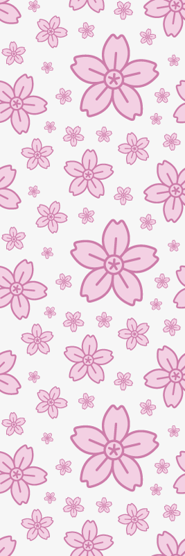 Vinylmatta sovrum rosa söta blommor på vit bakgrund - Tenstickers