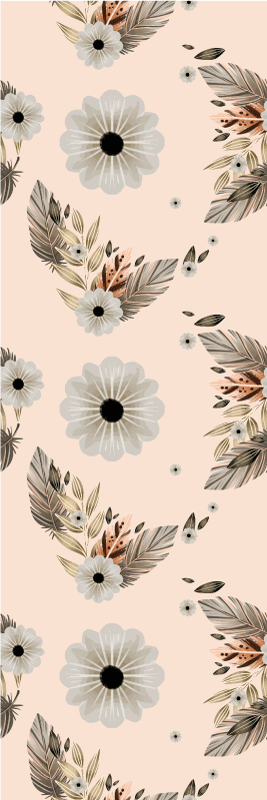 Vinylmatta sovrum rosa och svarta pastellblommor - Tenstickers