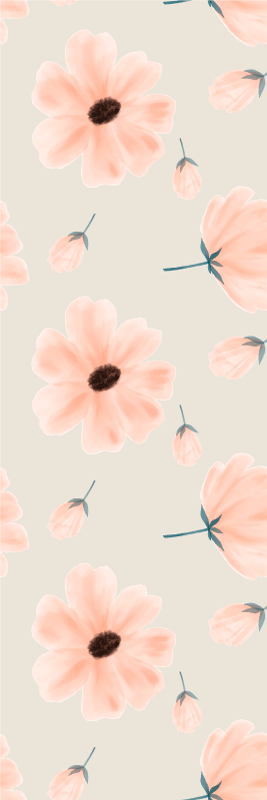 Vinylmatta sovrum stora blommor akvarellmönster beige - Tenstickers