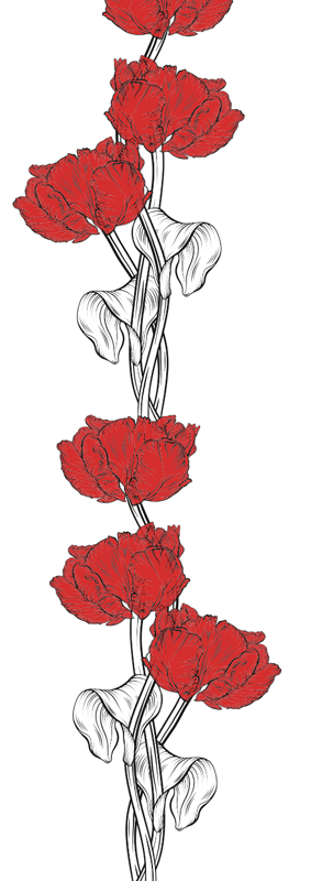 Vinylmatta sovrum röd vertikal tulpanmönster - Tenstickers