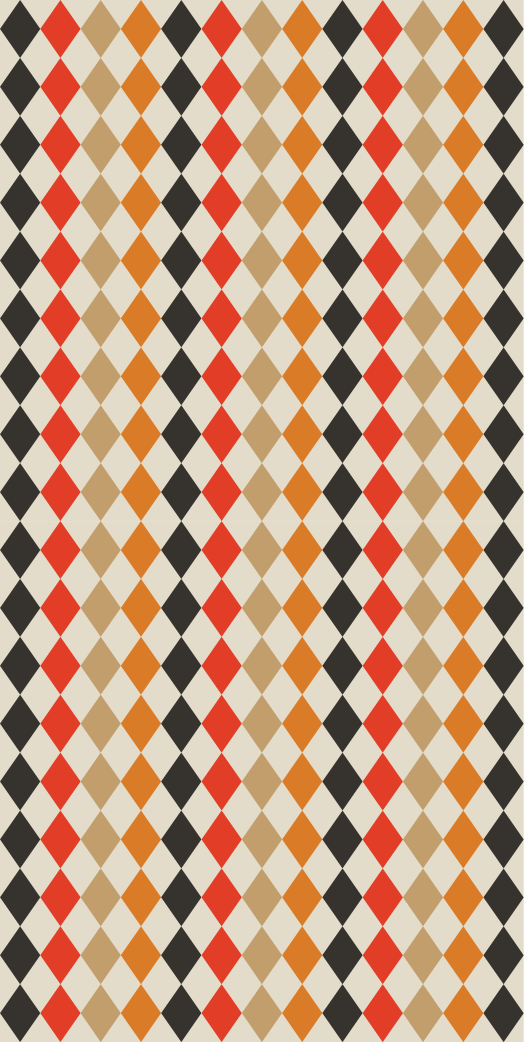 Vinylmatta sovrum retro 80-mönster med flerfärgade diamanter - Tenstickers