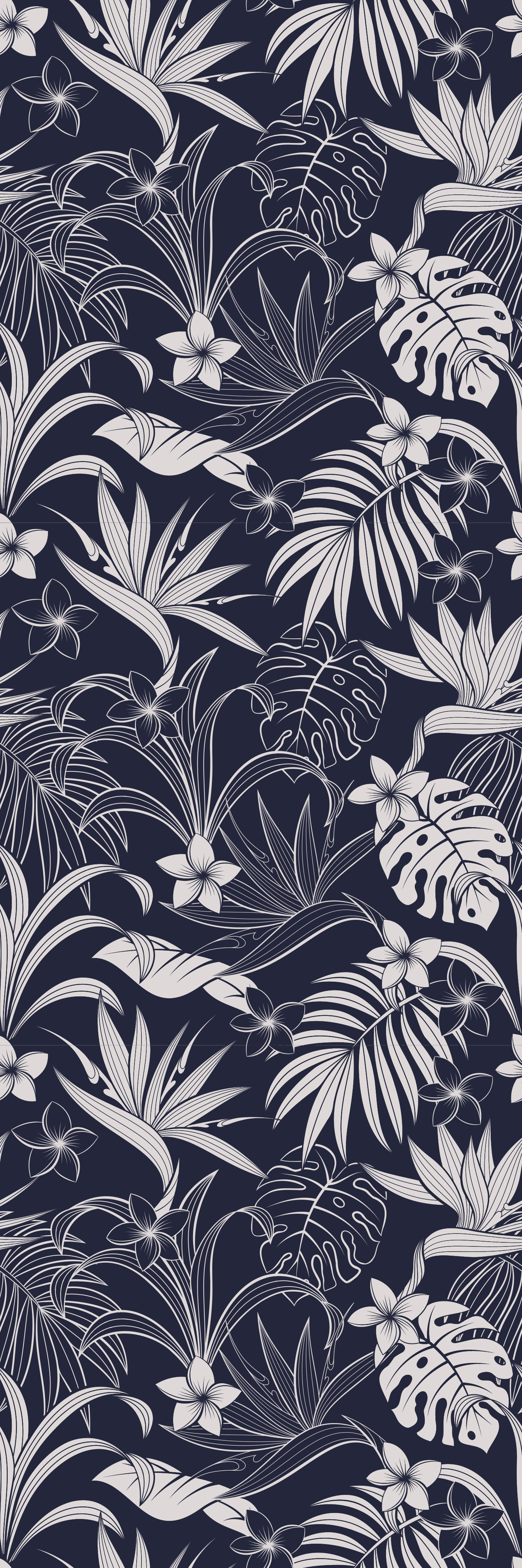 Vinylmatta sovrum grå tropisk hamptons mönster - Tenstickers