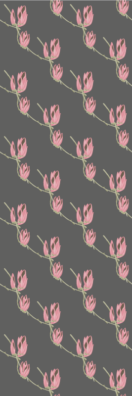 Vinylmatta sovrum små magnoliablommor på grå bakgrund - Tenstickers