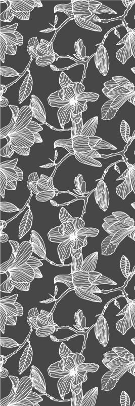 Vinylmatta sovrum vit och grå magnolia blommor - Tenstickers