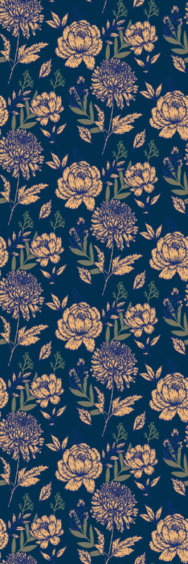 Vinylmatta sovrum fransk provensalsk blå och gul mønster - Tenstickers