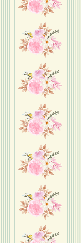 Vinylmatta sovrum fransk provensalsk randig blommönster - Tenstickers