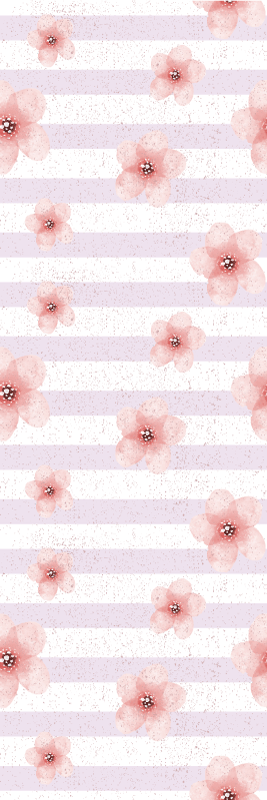 Vinylmatta sovrum shabby chic med vertikala rosa ränder - Tenstickers