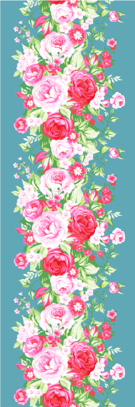 Vinylmatta sovrum turkos shabby chic mönster - Tenstickers