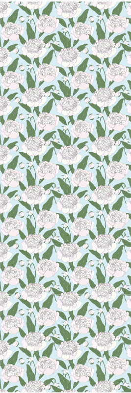 Vinylmatta sovrum vita blommor grandmillenial mönster - Tenstickers