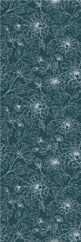 Vinylmatta sovrum grandmillenial vita blommor - Tenstickers