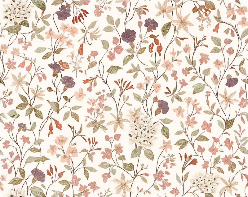 Vinylmatta sovrum rosa blommor design - Tenstickers