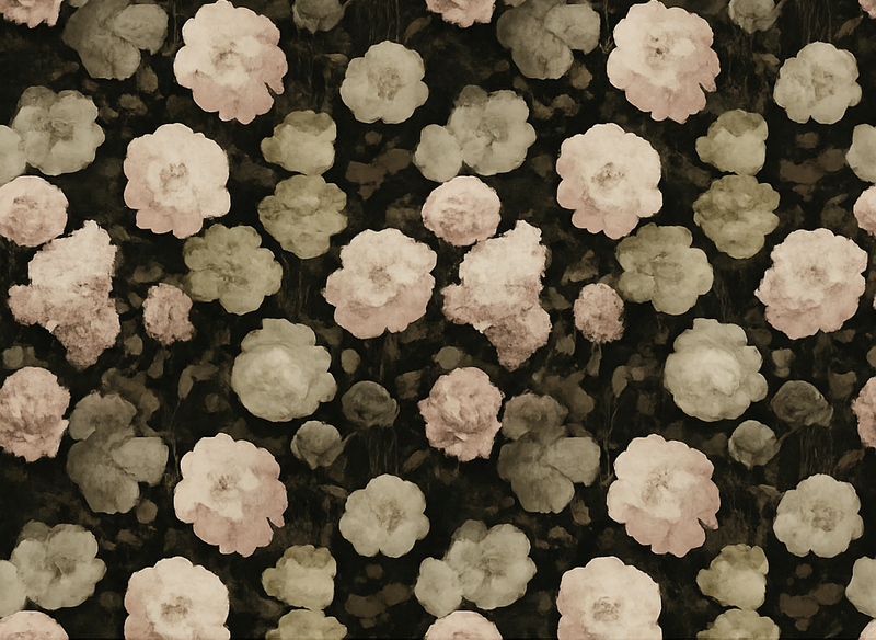 Vinylmatta sovrum mörk retro blomster mönster - Tenstickers