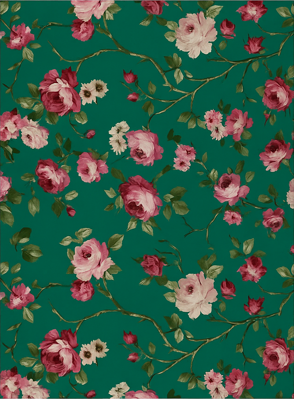 Vinylmatta sovrum mönster av målade trädblommor - Tenstickers