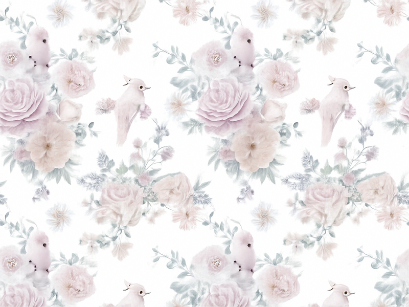 Vinylmatta sovrum grå elegant blomsterdesign - Tenstickers