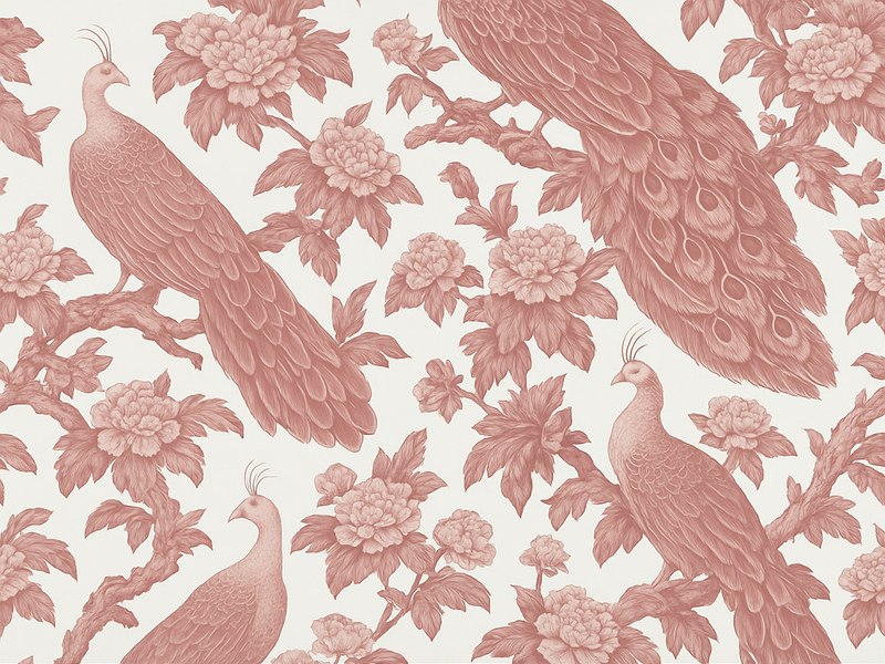 Vinylmatta sovrum mönster med rosa påfåglar - Tenstickers