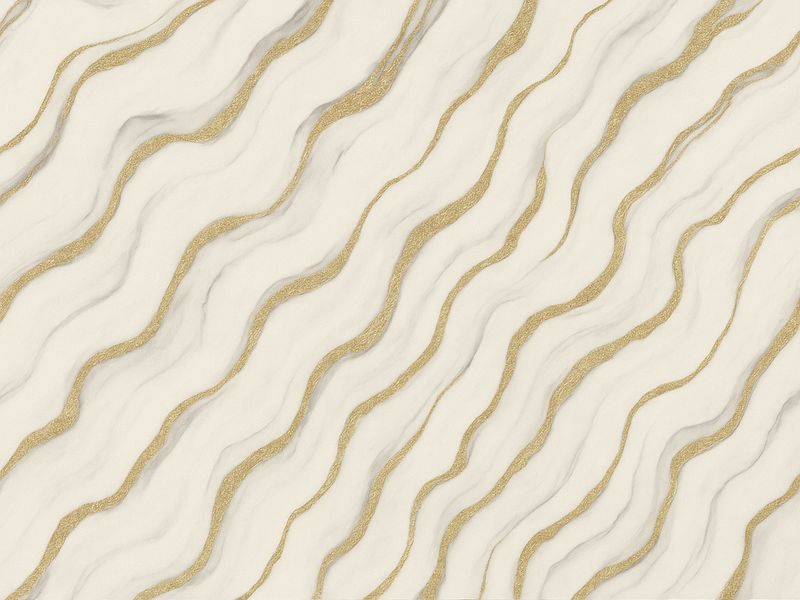 Vinylmatta sovrum vit grå marmor med guldlinjer - Tenstickers