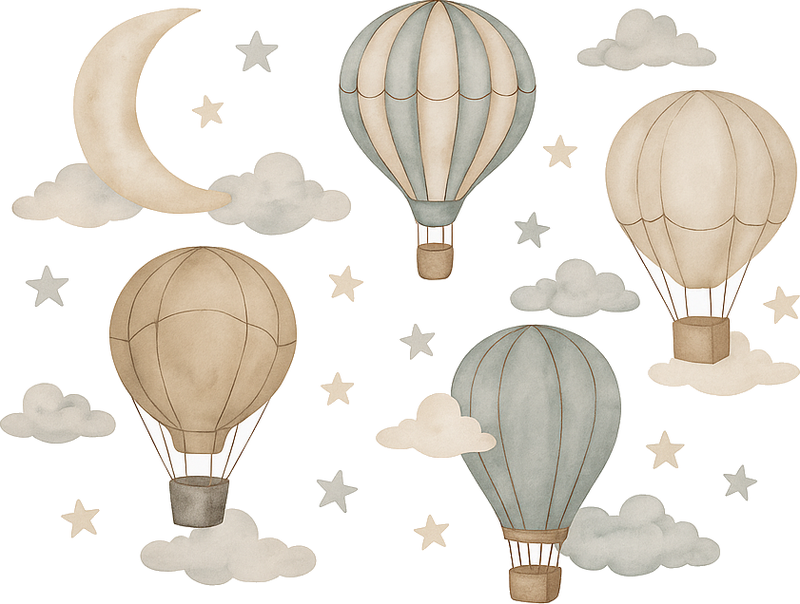 Vinylmatta sovrum stjärniga ballonger - Tenstickers