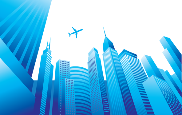 Vinylmatta sovrum stad och flygande plan - Tenstickers