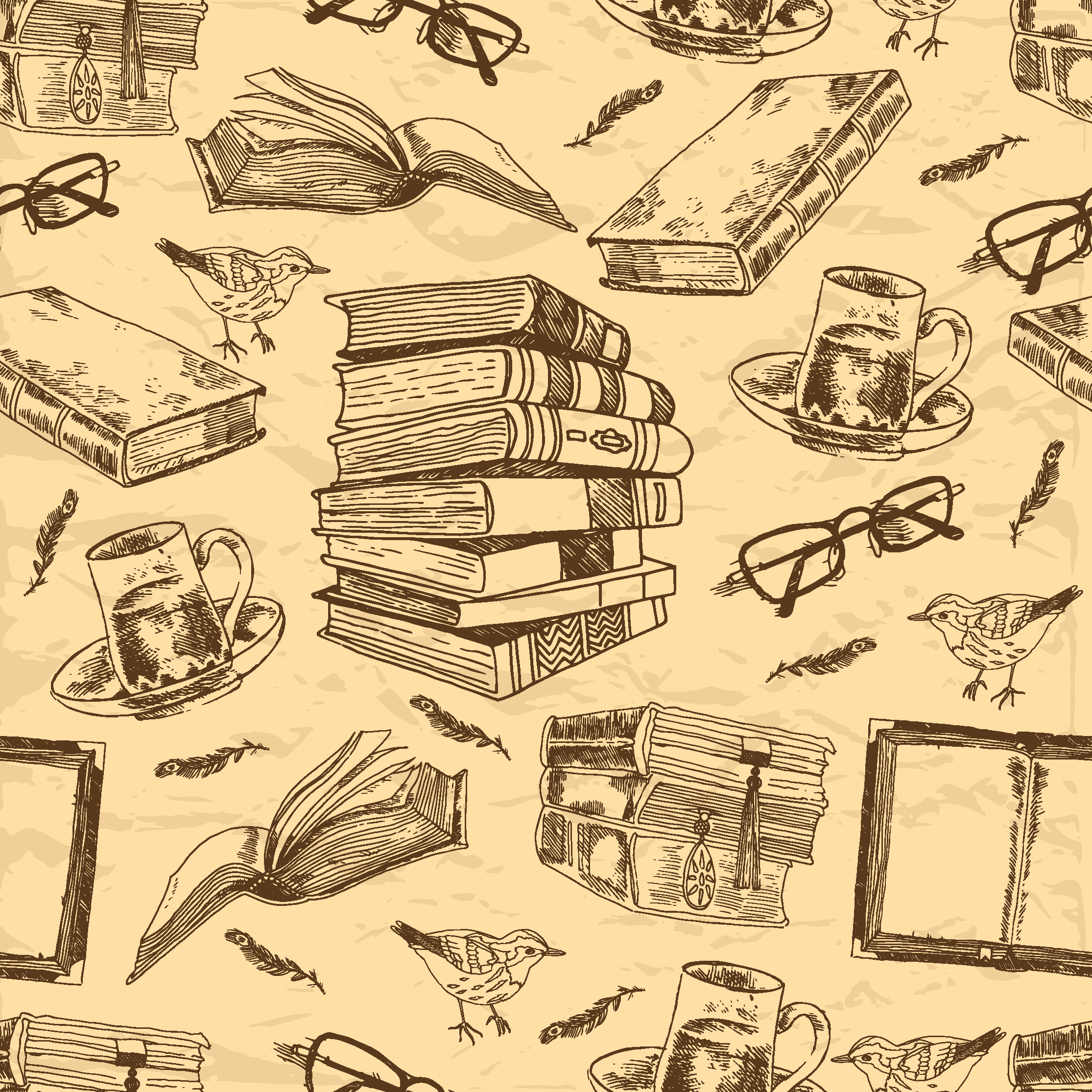 Vinylmatta studera gamla biblioteket - Tenstickers
