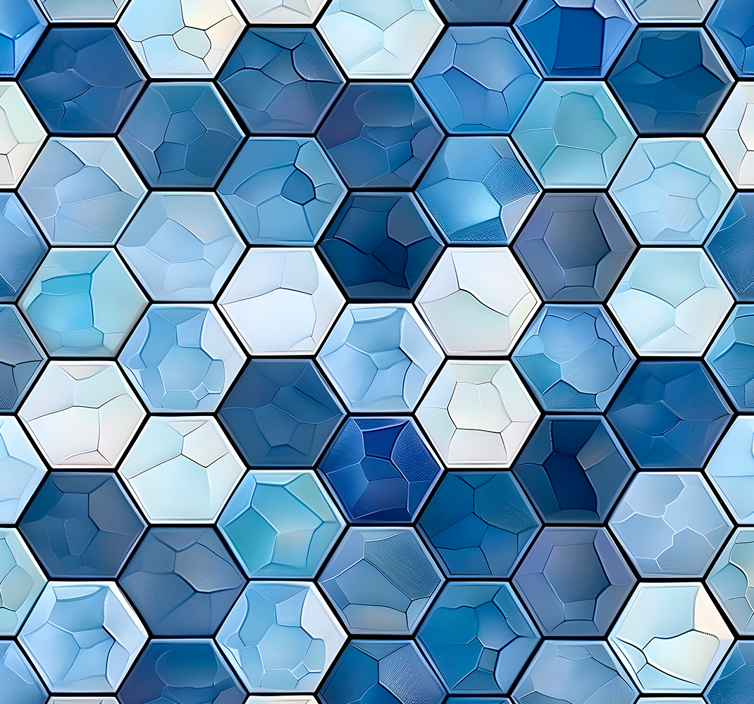 Vinylmatta studera blått kakelmönster - Tenstickers