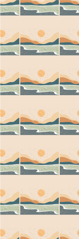 Vinylmatta studera abstrakt solnedgång berg - Tenstickers