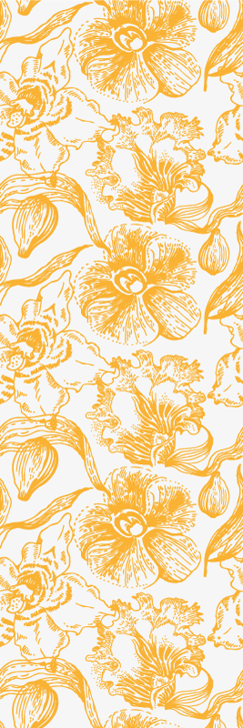 Vinylmatta studera mönster av gula orkidéer - Tenstickers