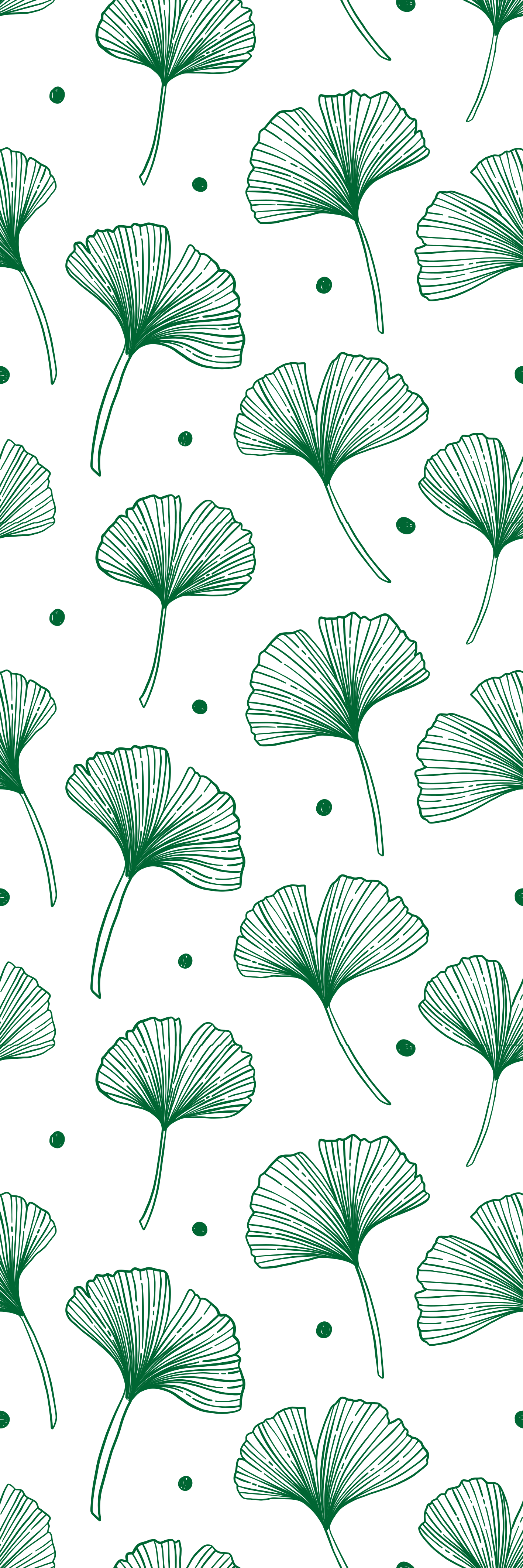 Vinylmatta studera stora ginkgo gröna löv - Tenstickers