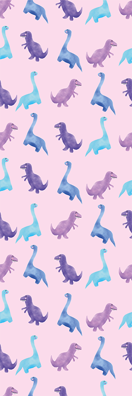 Vinylmatta sovrum rosa dinosaurer på bakgrund - Tenstickers