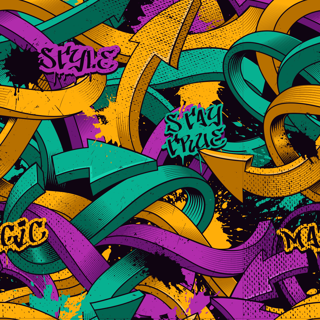 Vinylmatta sovrum realistisk graffiti vägg - Tenstickers