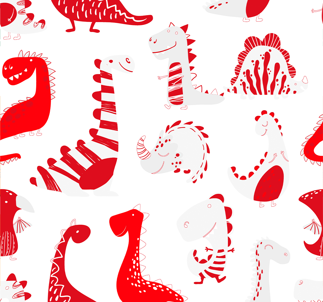 Vinylmatta sovrum dinosaurer röda skisser - Tenstickers