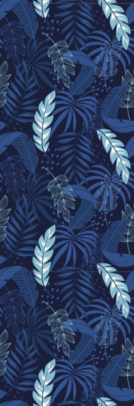Vinylmatta sovrum blå maranta och panter - Tenstickers