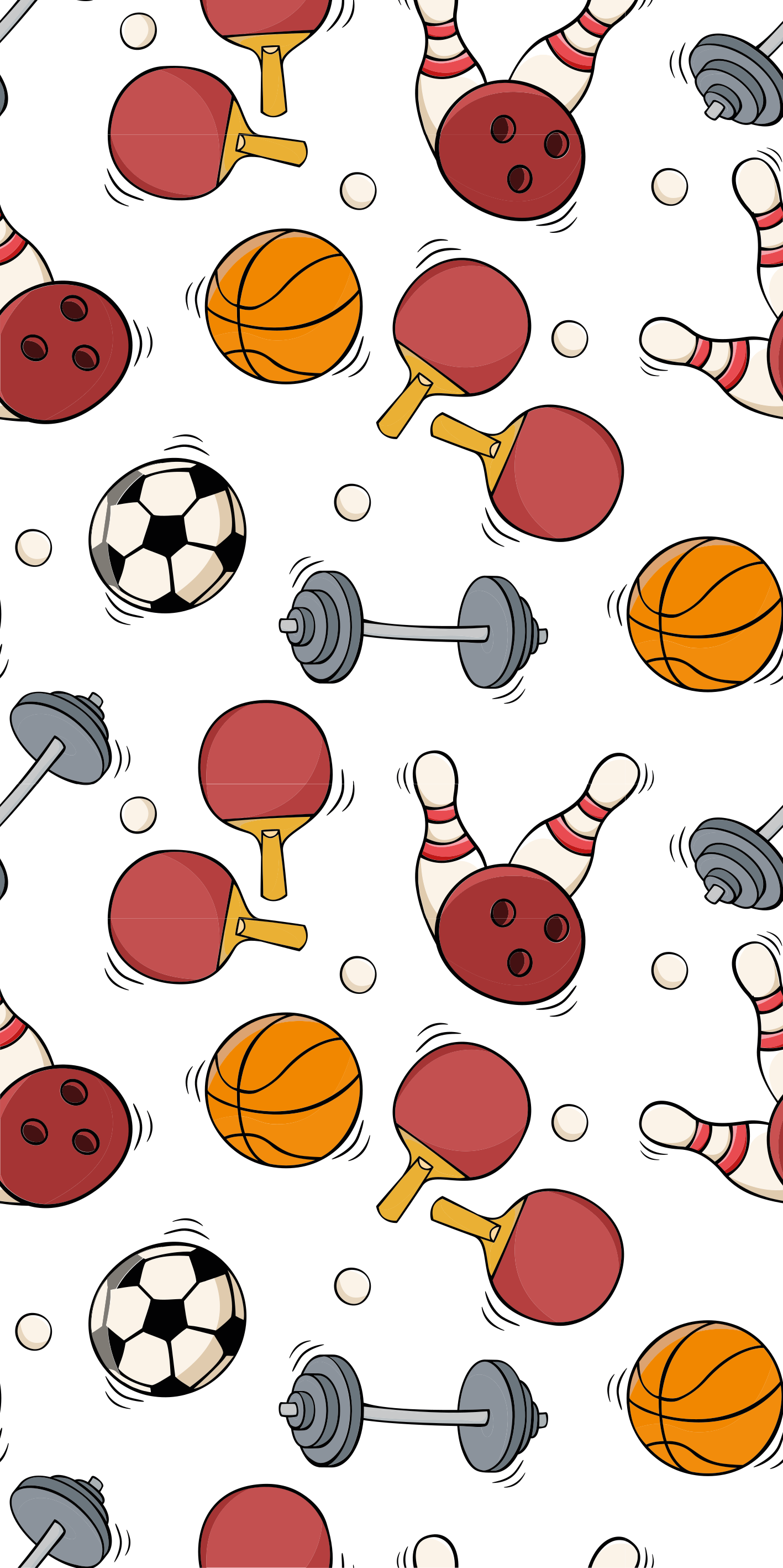 Vinylmatta sovrum sportutrustning i doodle stil - Tenstickers