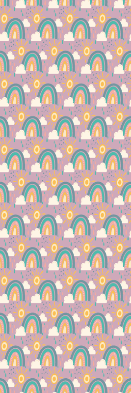 Vinylmatta sovrum söt mönster med sol och regnbåge - Tenstickers