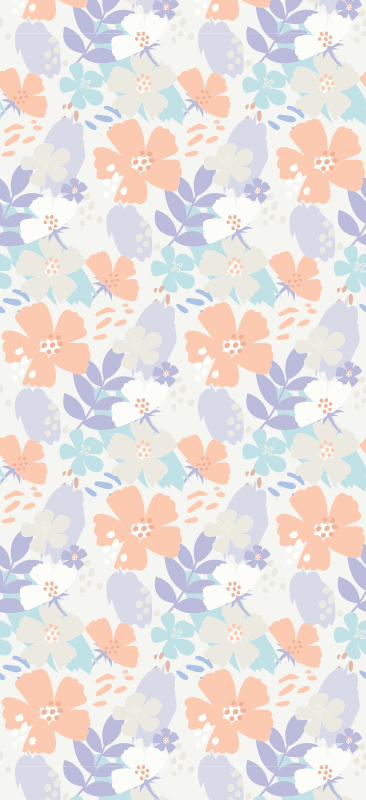 Vinylmatta sovrum nordic stil original blommor - Tenstickers