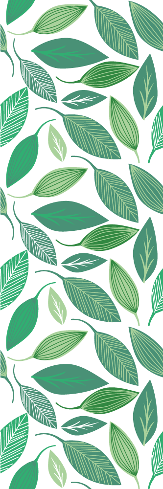 Vinylmatta sovrum gröna blad naturmönster - Tenstickers