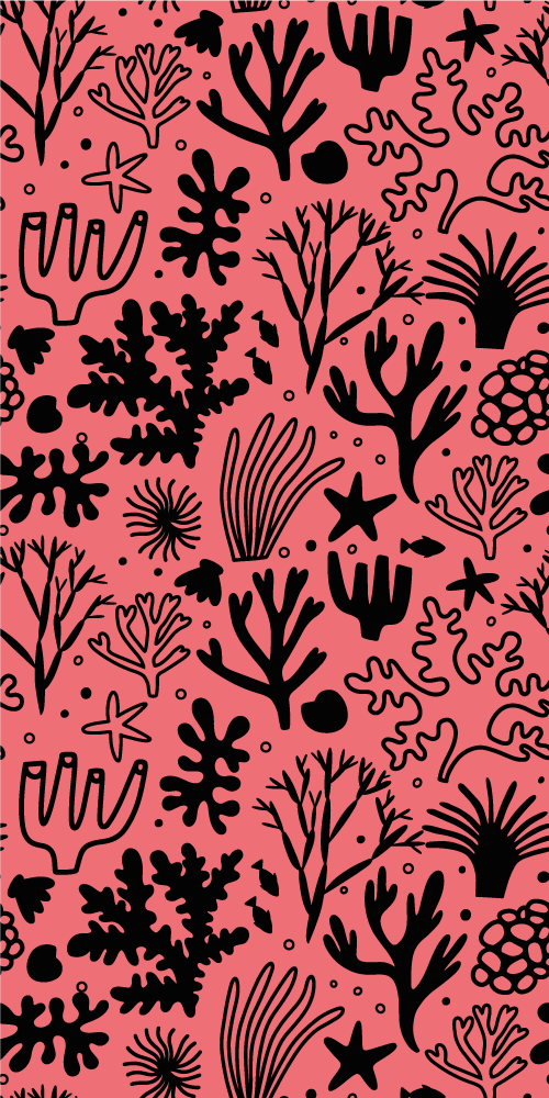 Vinylmatta sovrum australiska blad röd och svart - Tenstickers