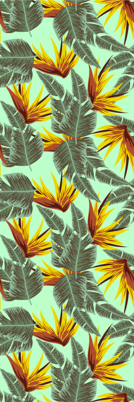 Vinylmatta sovrum gröna och gula tropiska blad - Tenstickers