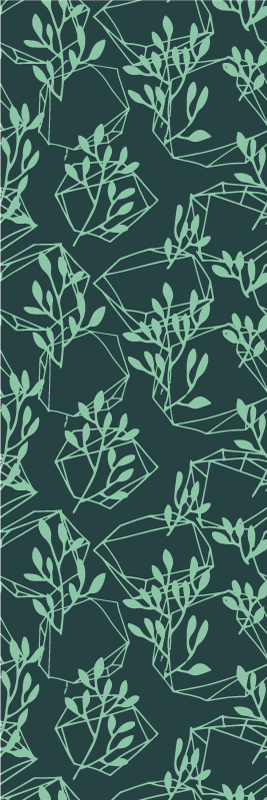 Gröna vintageväxter vinylmatta sovrum - Tenstickers