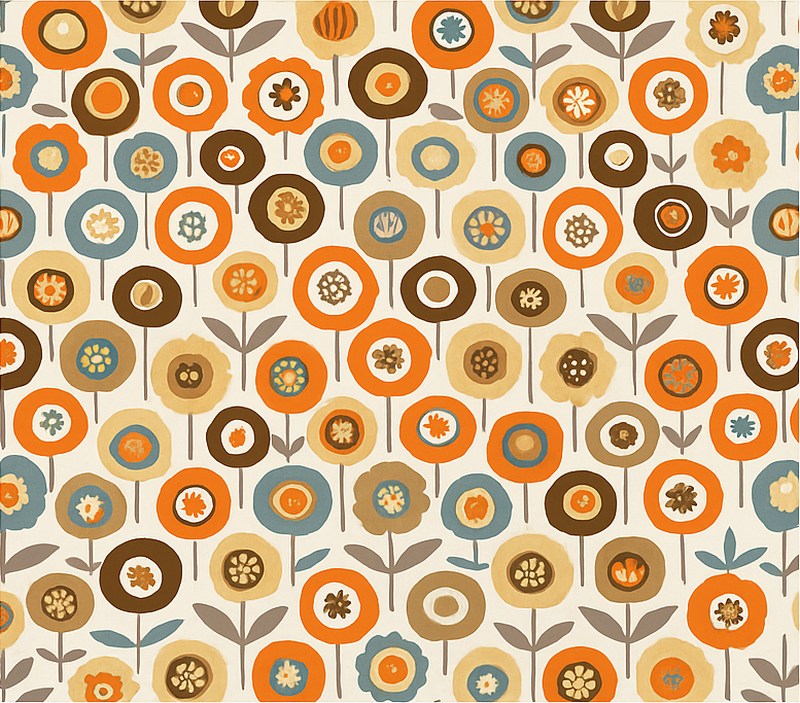 Vinylmatta scandinaviska färgglada vintageblommor - Tenstickers