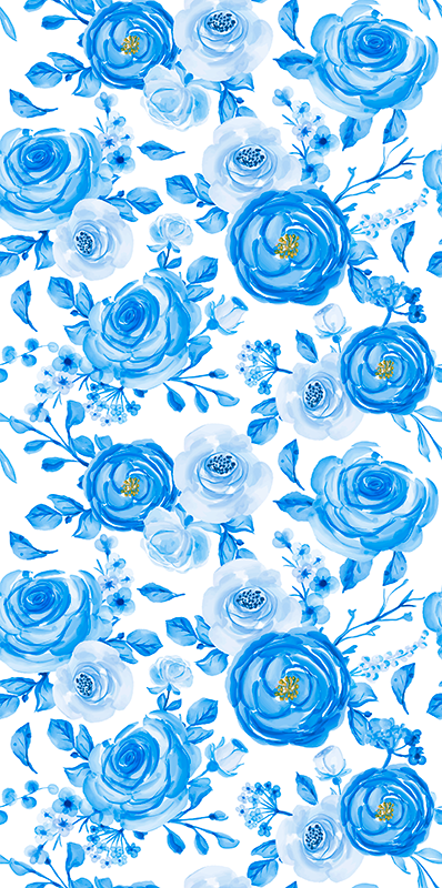 Vinylmatta scandinaviska nordisk stil blå klockor blommor - Tenstickers