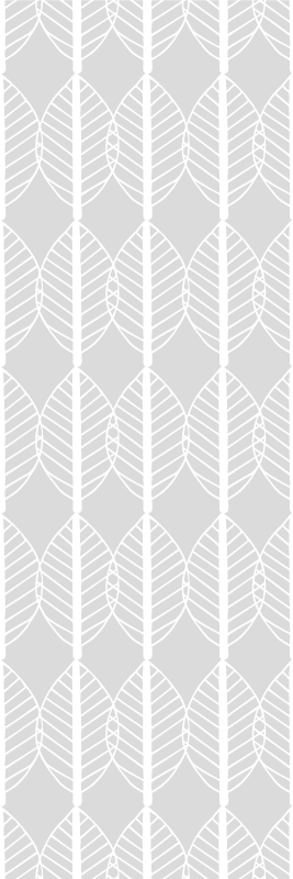 Vinylmatta scandinaviska vit linje av blad på grå - Tenstickers
