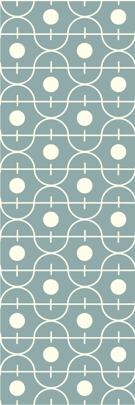 Vinylmatta scandinaviska blå japandi m geometriska linjer - Tenstickers
