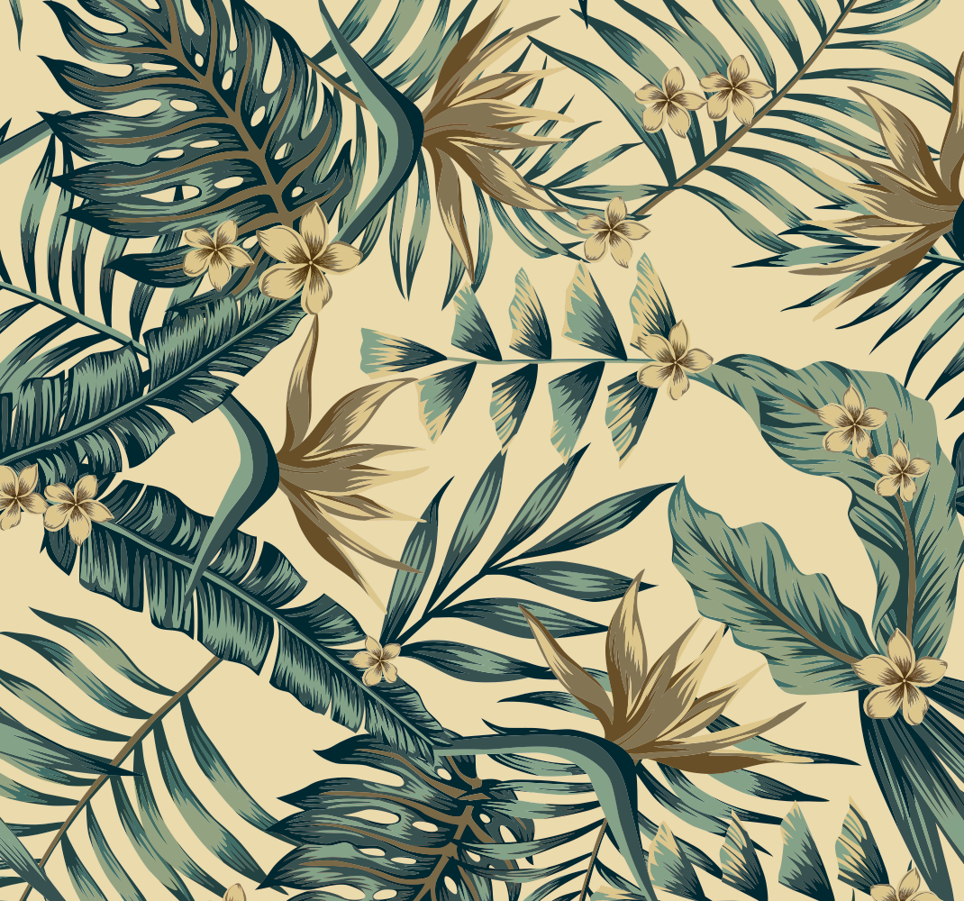 Vinylmatta natur tropiska blad - Tenstickers