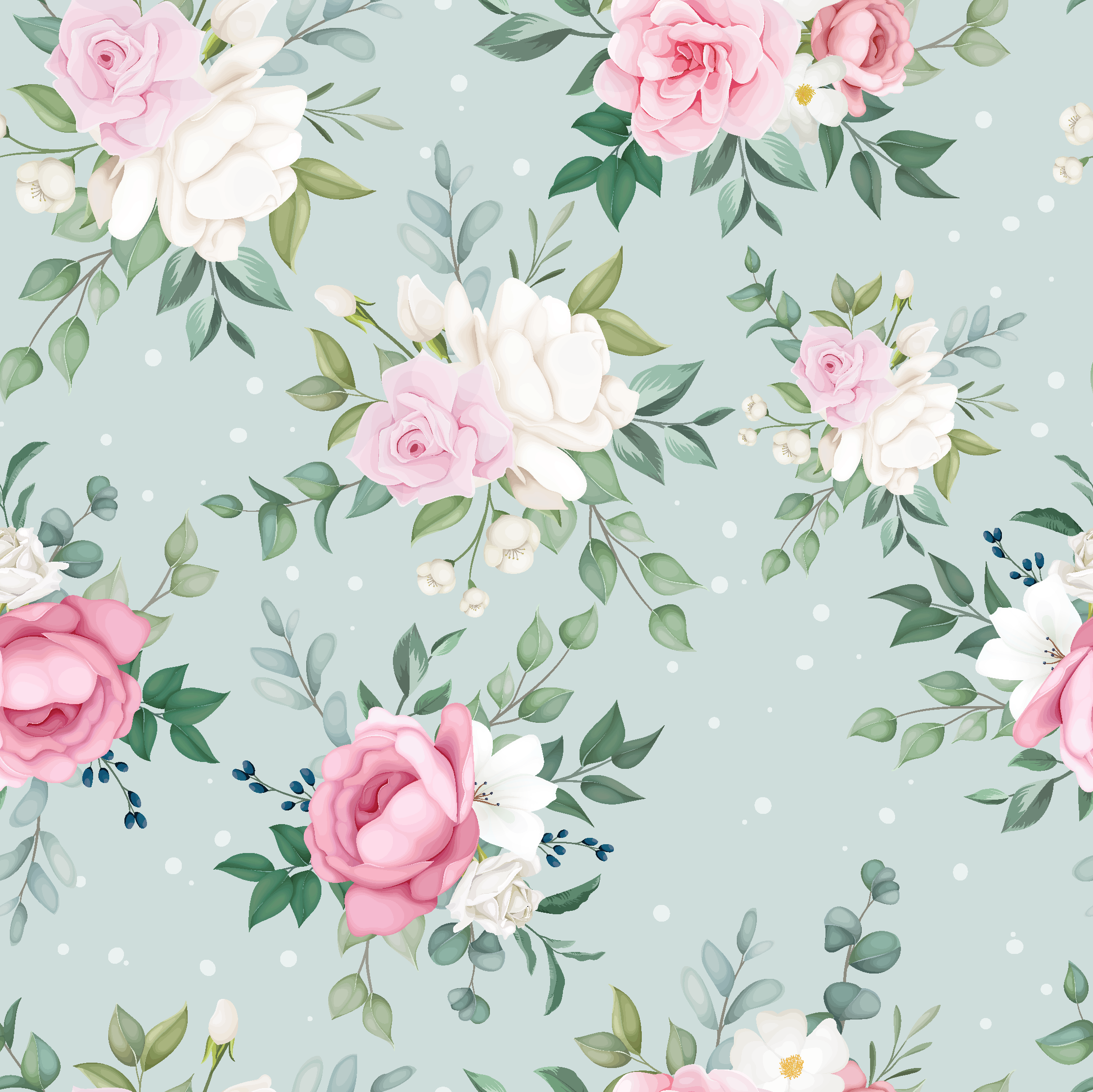 Blå och rosa blommor vinylmatta natur - Tenstickers