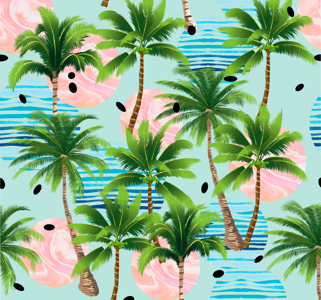 Vinylmatta natur palmträd och vågor - Tenstickers