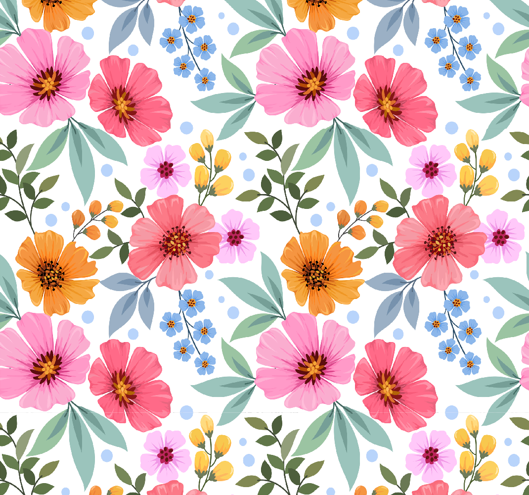 Vinylmatta natur färgglada blommor med vit bakgrund - Tenstickers