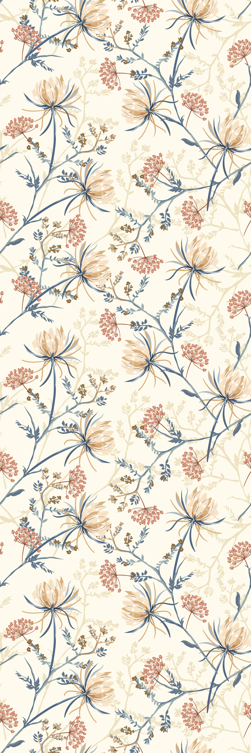 Vinylmatta natur vintage blommönster - Tenstickers