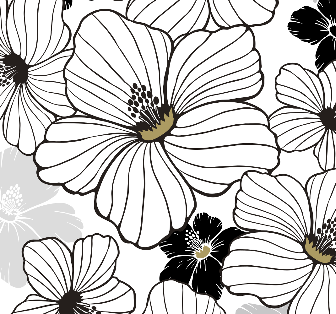 Vinylmatta natur med mönster av vit hibiskusblomma - Tenstickers